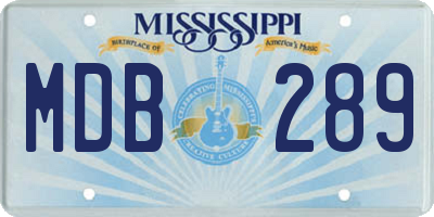 MS license plate MDB289