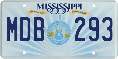 MS license plate MDB293