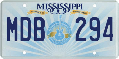 MS license plate MDB294