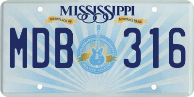 MS license plate MDB316