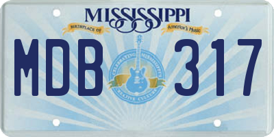 MS license plate MDB317