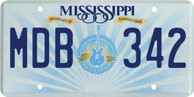 MS license plate MDB342