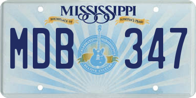 MS license plate MDB347