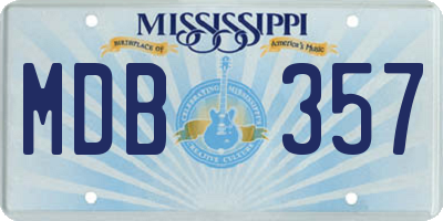 MS license plate MDB357