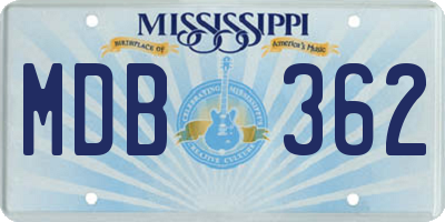 MS license plate MDB362
