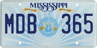MS license plate MDB365