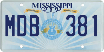 MS license plate MDB381