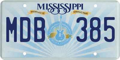 MS license plate MDB385
