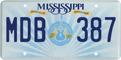 MS license plate MDB387