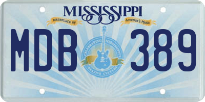 MS license plate MDB389