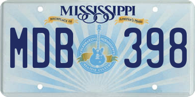 MS license plate MDB398