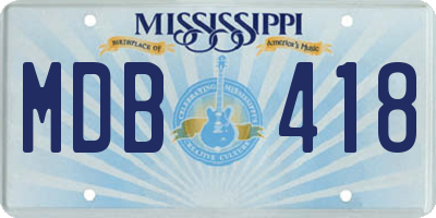 MS license plate MDB418