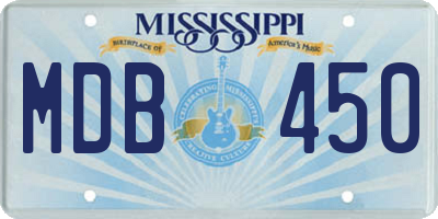 MS license plate MDB450