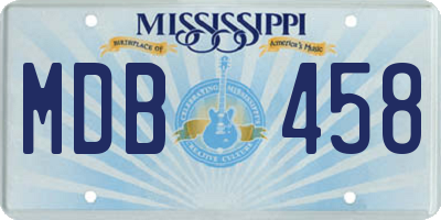 MS license plate MDB458