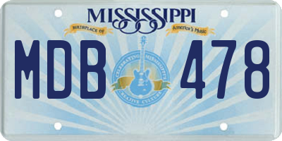 MS license plate MDB478