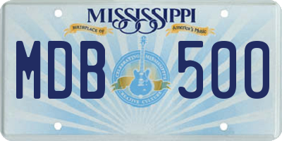 MS license plate MDB500