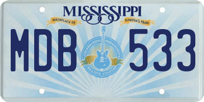MS license plate MDB533