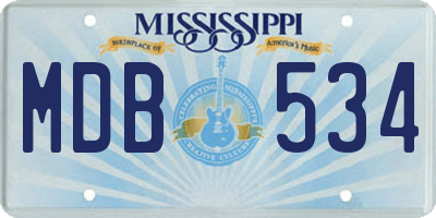 MS license plate MDB534