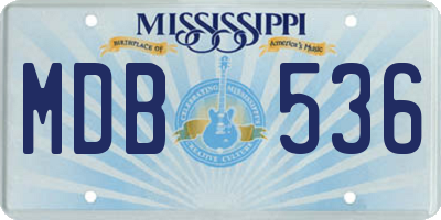 MS license plate MDB536
