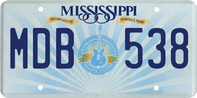 MS license plate MDB538