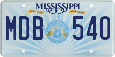 MS license plate MDB540