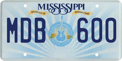 MS license plate MDB600