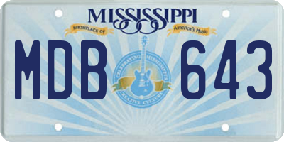 MS license plate MDB643