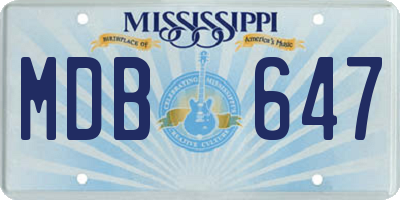 MS license plate MDB647
