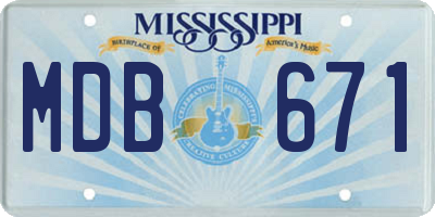 MS license plate MDB671