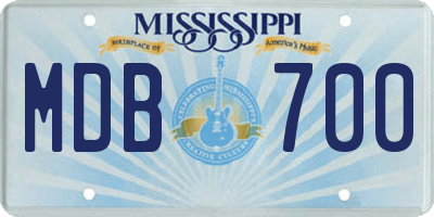 MS license plate MDB700