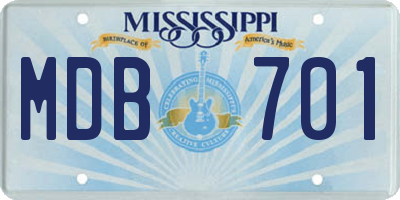 MS license plate MDB701