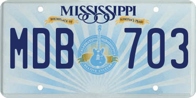 MS license plate MDB703