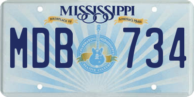MS license plate MDB734