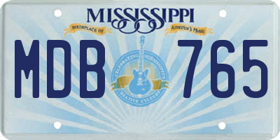 MS license plate MDB765