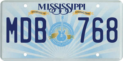 MS license plate MDB768