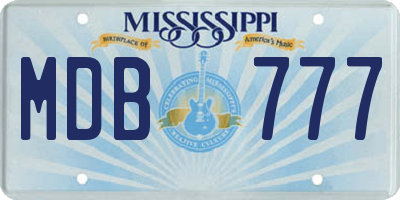 MS license plate MDB777
