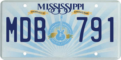 MS license plate MDB791
