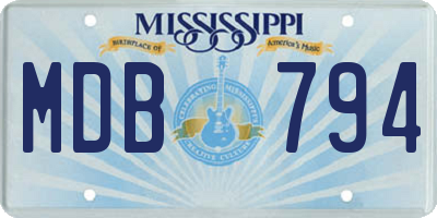 MS license plate MDB794