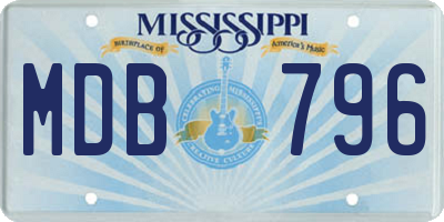MS license plate MDB796