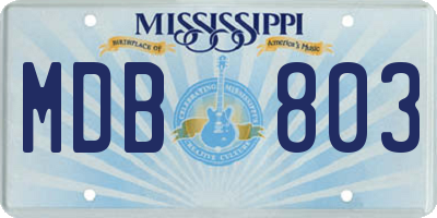 MS license plate MDB803