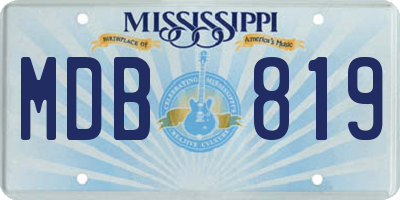 MS license plate MDB819