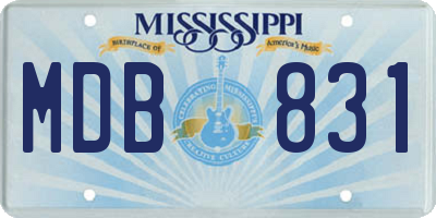MS license plate MDB831