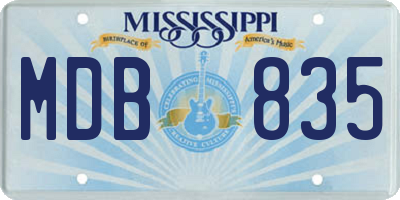 MS license plate MDB835