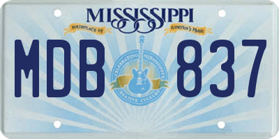 MS license plate MDB837