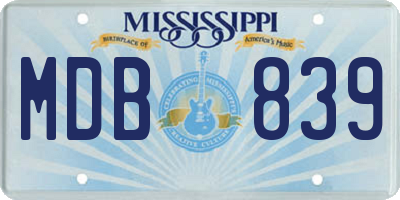 MS license plate MDB839