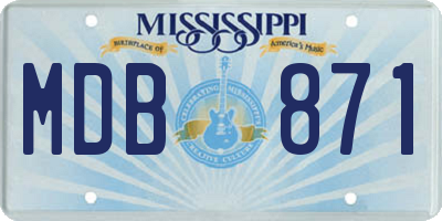 MS license plate MDB871