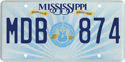 MS license plate MDB874