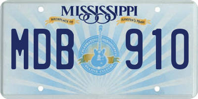 MS license plate MDB910