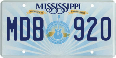 MS license plate MDB920