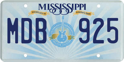 MS license plate MDB925